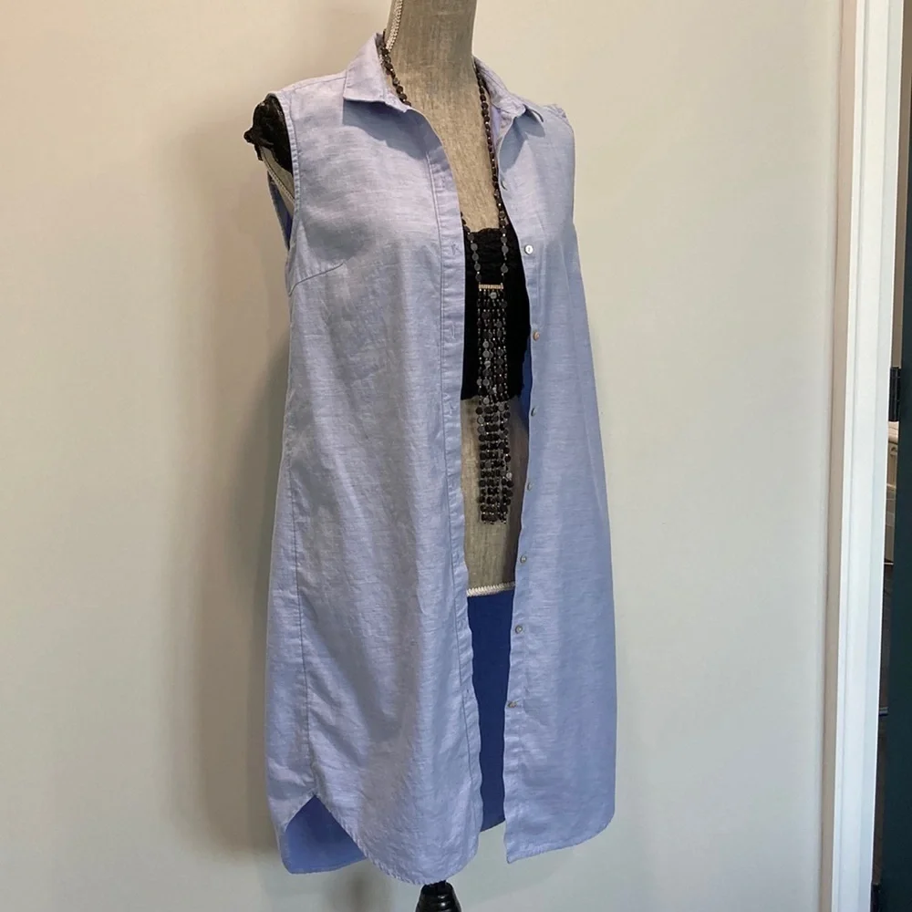 H&M Blue Button Down Tunic Dress Medium​​​ - Picture 7 of 15